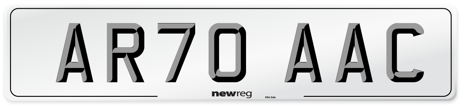 AR70 AAC Number Plate from New Reg
